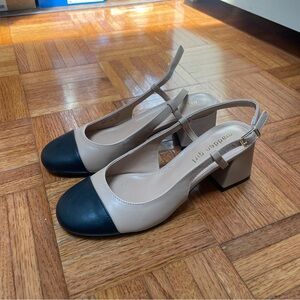 Steve Madden Black and Cream Slingback Heels